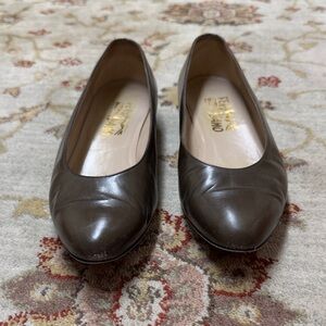 Salvatore Ferragamo Brown Leather Flats